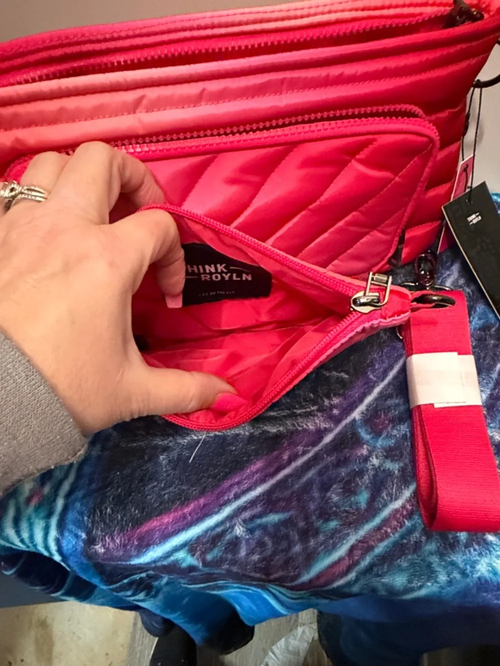 Think Royln Quilted Crossbody Bag in Bright Pink-Red - Picture 4 of 4